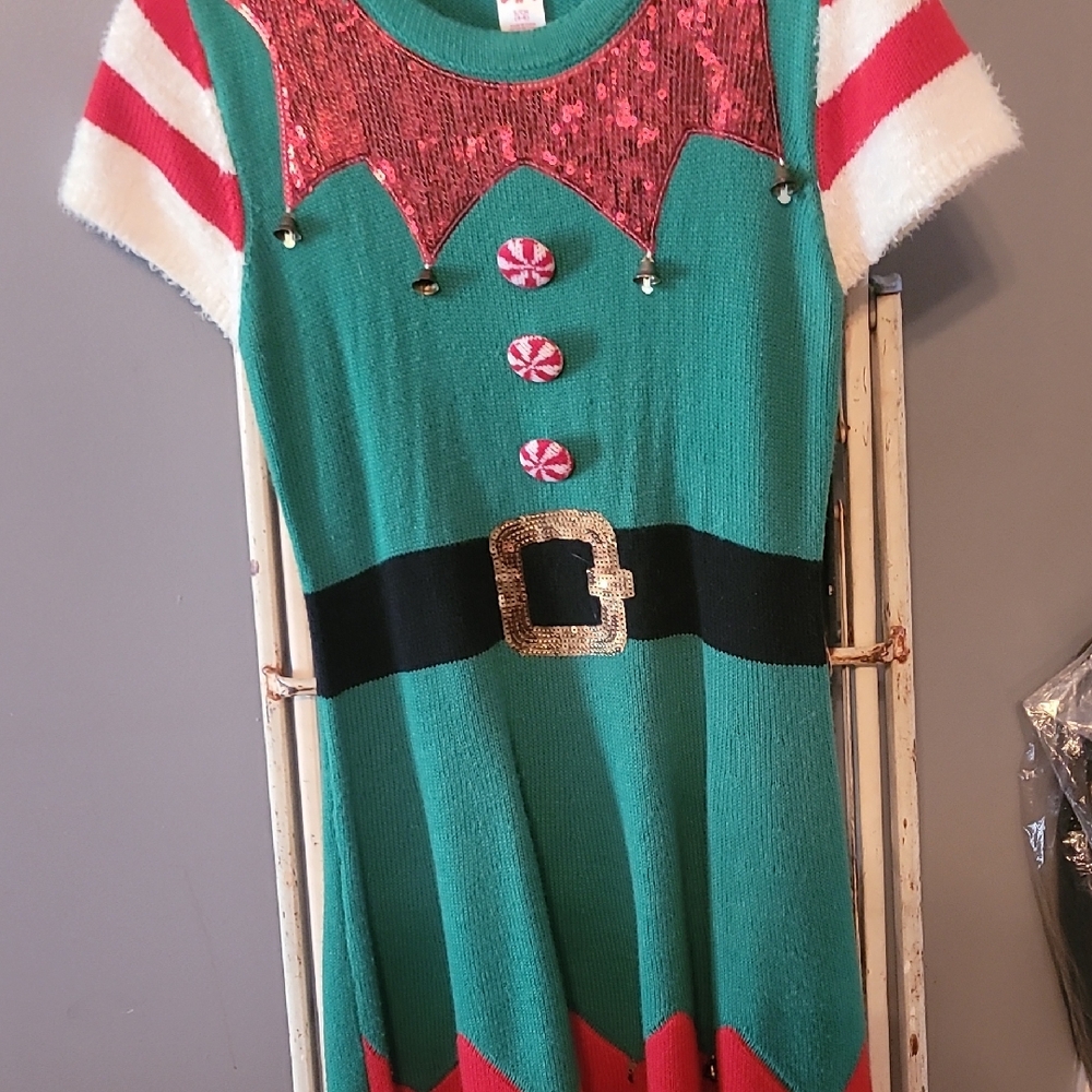 Holiday Time Green and Red Festive Dress